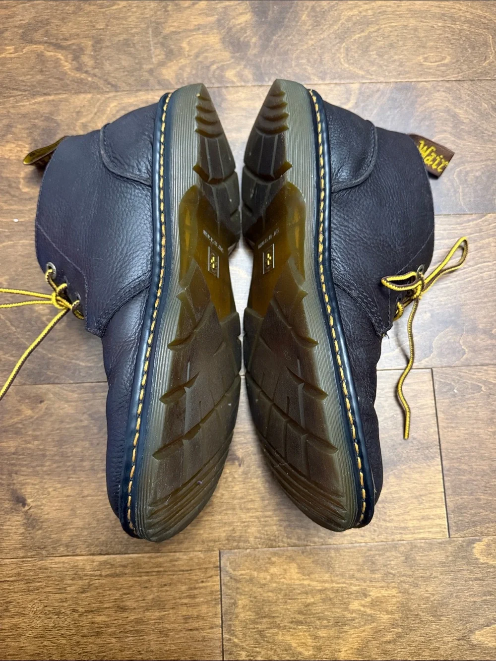 Dr. Martens Men’s Dark Brown Leather Chukka Boots with Yellow Laces